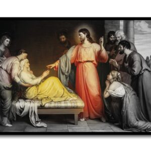 Framed Canvas: Christ Healing the Mother of Simon Peter's Wife - 36" x 24"